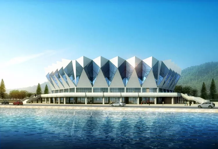 Estadio de construcción de acero con forma diseñada