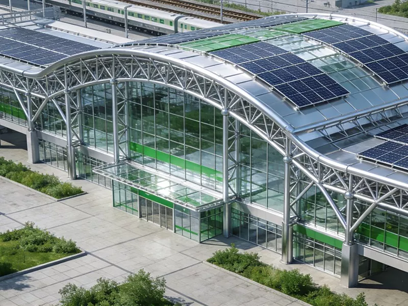 Estación de tren de estructura de acero respetuosa con el medio ambiente