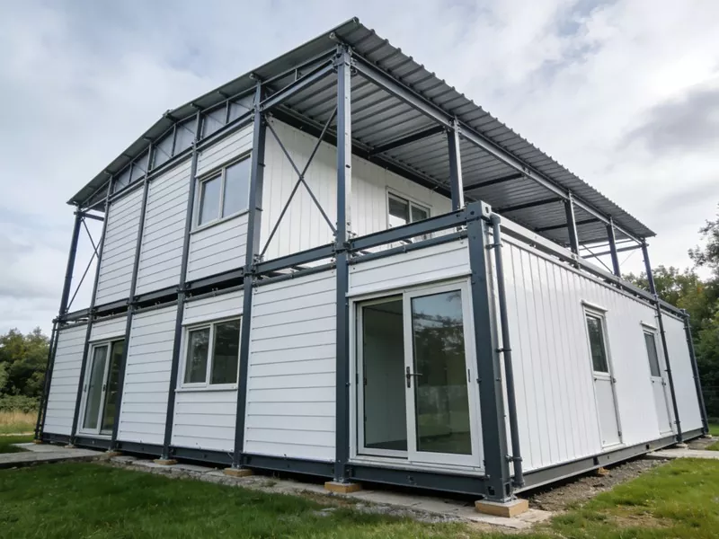 Casa prefabricada de estructura de acero verde