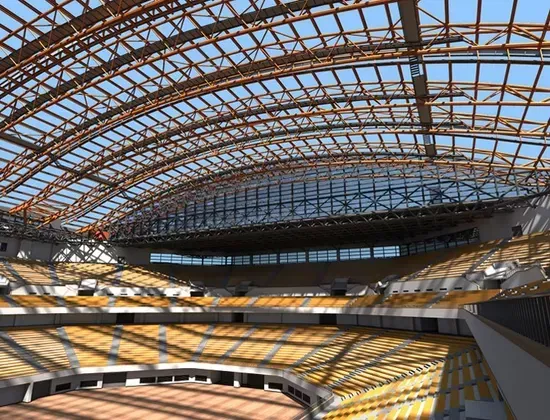 Estadio con estructura espacial de acero de gran envergadura