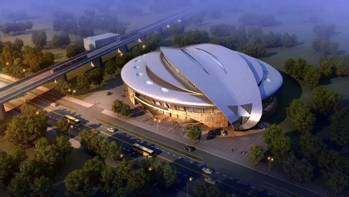 Estadio ligero de acero con forma especial