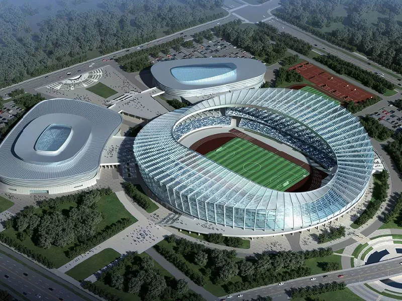 Estructura de acero prefabricada para complejo polideportivo
