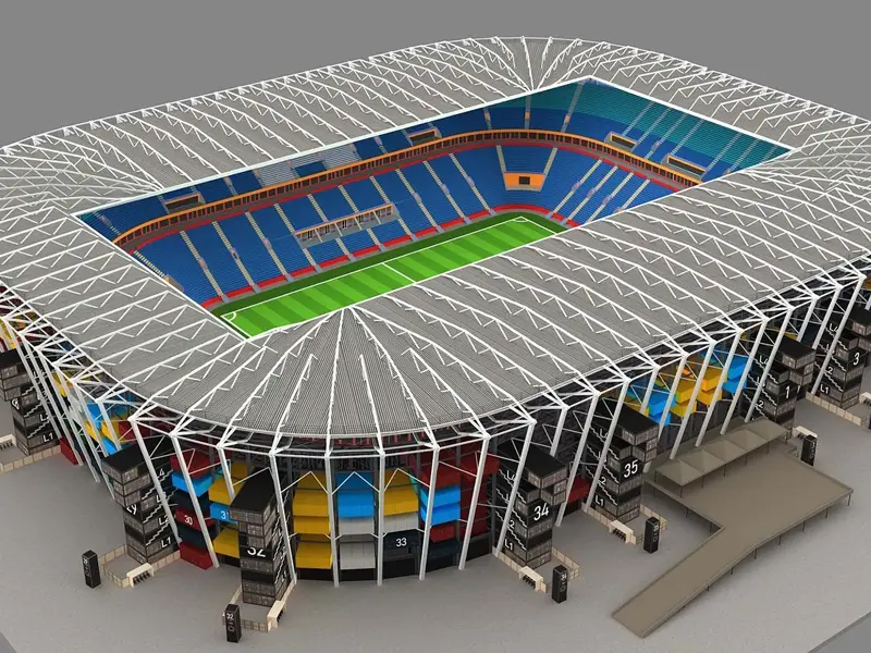 Estadio ensamblado modular con estructura de acero
