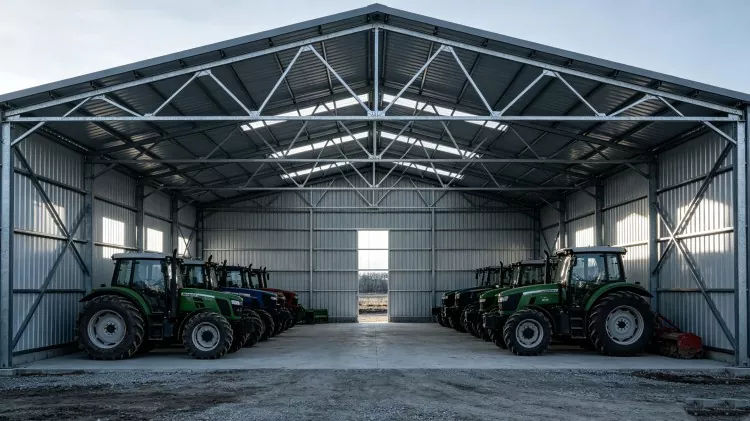 Construcción de almacén de maquinaria agrícola con estructura de acero