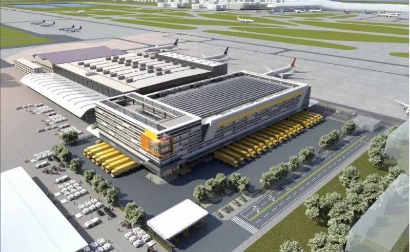 Terminal de carga del aeropuerto con estructura de acero
