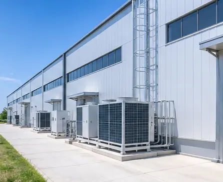 Construcción de taller de producción de semiconductores con estructura de acero.