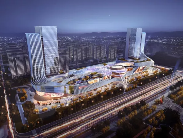 Construcción de centro comercial con estructura de acero